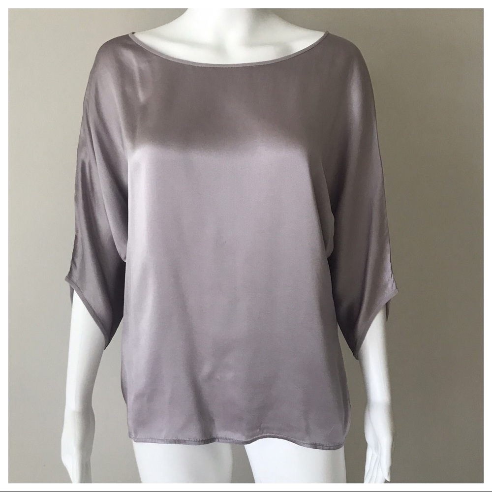 VINCE Lavender 100% Silk Dolman Sleeve Boatneck S